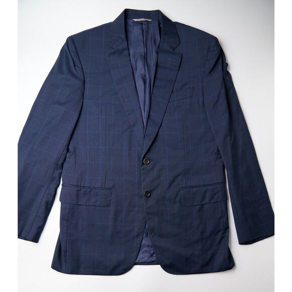 Canali Men’s Sport Coat 40R Navy Check Wool Cupro 2-Button Blazer Hole on Sleeve - Picture 11 of 11